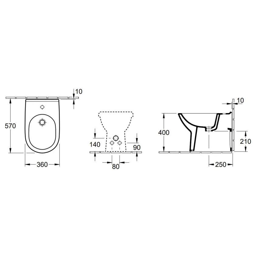 Villeroy & Boch 54610001 - Stoječi bide O.NOVO 57x36 cm keramika/bela