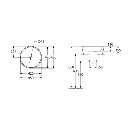 Villeroy & Boch 5A254501 - Umivalnik za na pult ARCHITECTURA Ø 45 cm keramika/bela