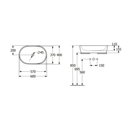 Villeroy & Boch 5A266001 - Nadpultni umivalnik ARCHITECTURA 60x40 cm keramika/bela