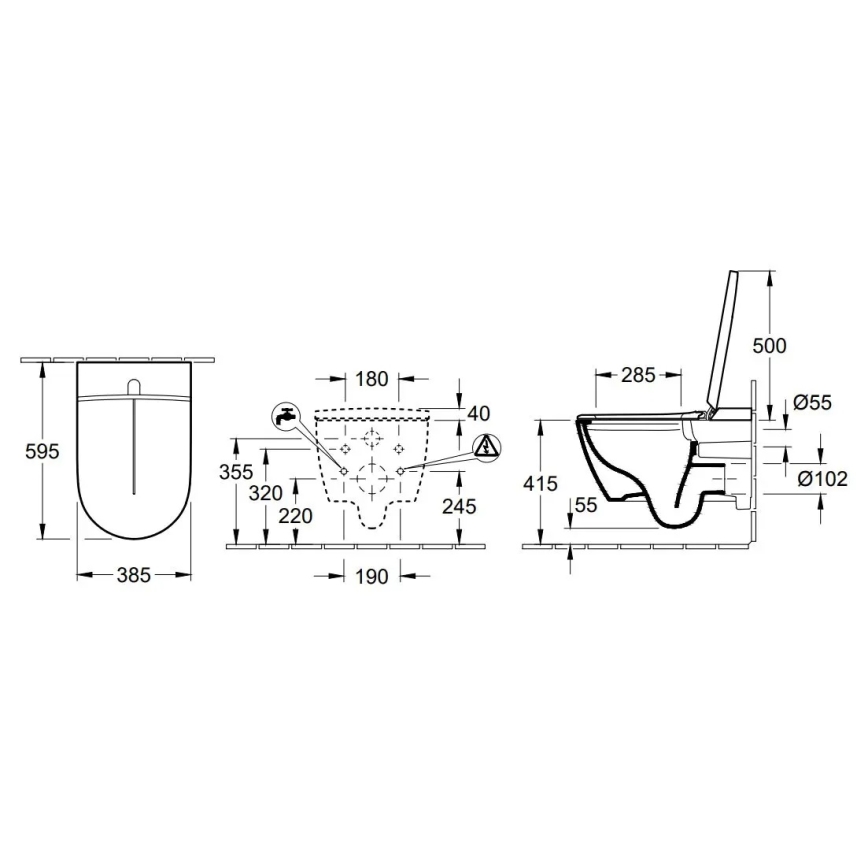 Villeroy & Boch V0E100R1 - Stenski bide s pokrovom SoftClose VICLEAN keramika/bela +daljinski upravljalnik