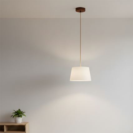 Viseča svetilka AIDA na kablu 1xE27/60W/230V, premer 25 cm, hrast/rjava/bela