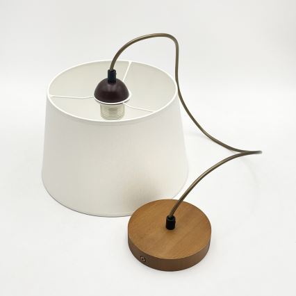 Viseča svetilka AIDA na kablu 1xE27/60W/230V, premer 25 cm, hrast/rjava/bela
