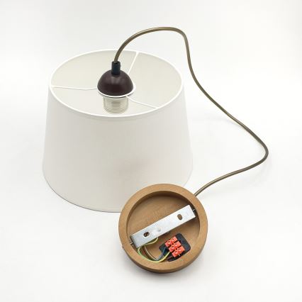 Viseča svetilka AIDA na kablu 1xE27/60W/230V, premer 25 cm, hrast/rjava/bela