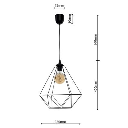 Viseča svetilka BASKET 1xE27/60W/230V črna