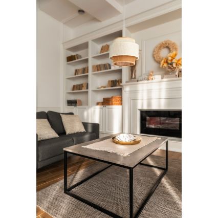 Viseča svetilka BOHO na vrvi, 1xE27/60W/230V, premer 20 cm, bela/juta