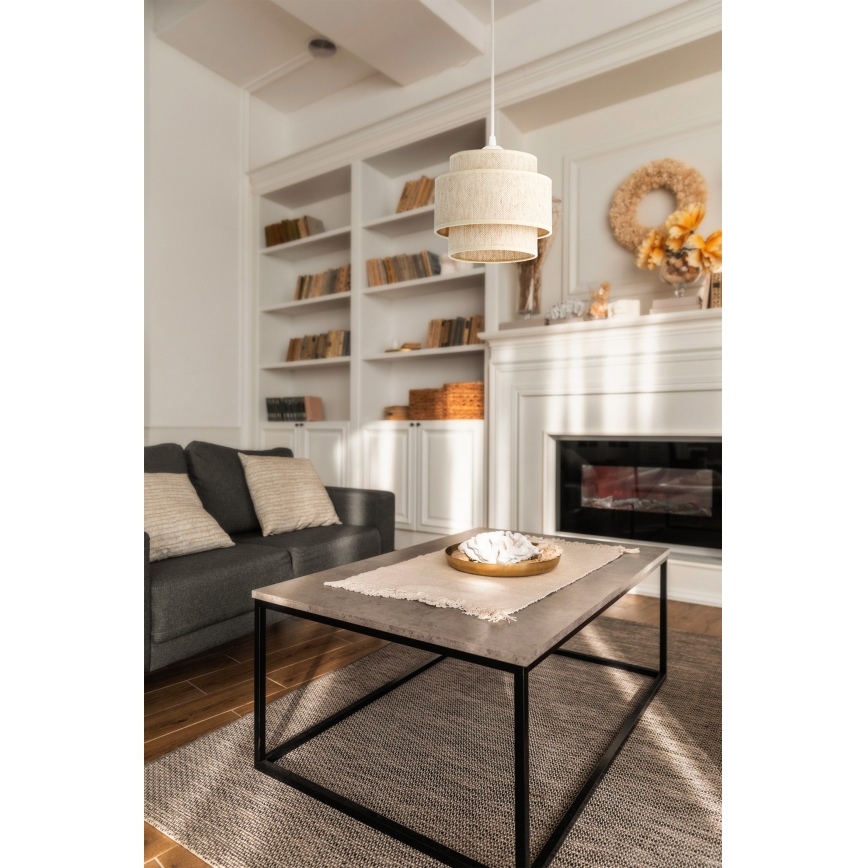 Viseča svetilka BOHO na vrvici 1×E27/60W/230V, Ø 20 cm, bela