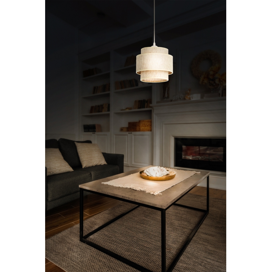 Viseča svetilka BOHO na vrvici 1×E27/60W/230V, Ø 20 cm, bela