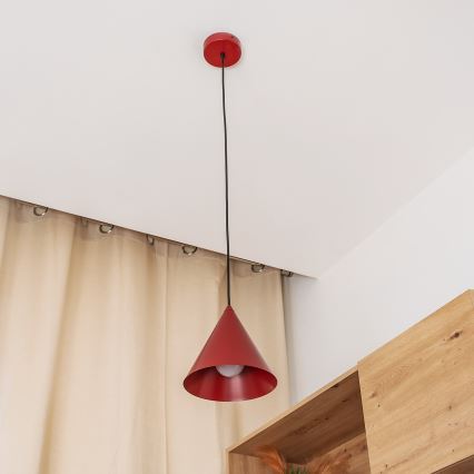 Viseča svetilka ETNA 1xE27/15W/230V, premer 18,5 cm, rdeča