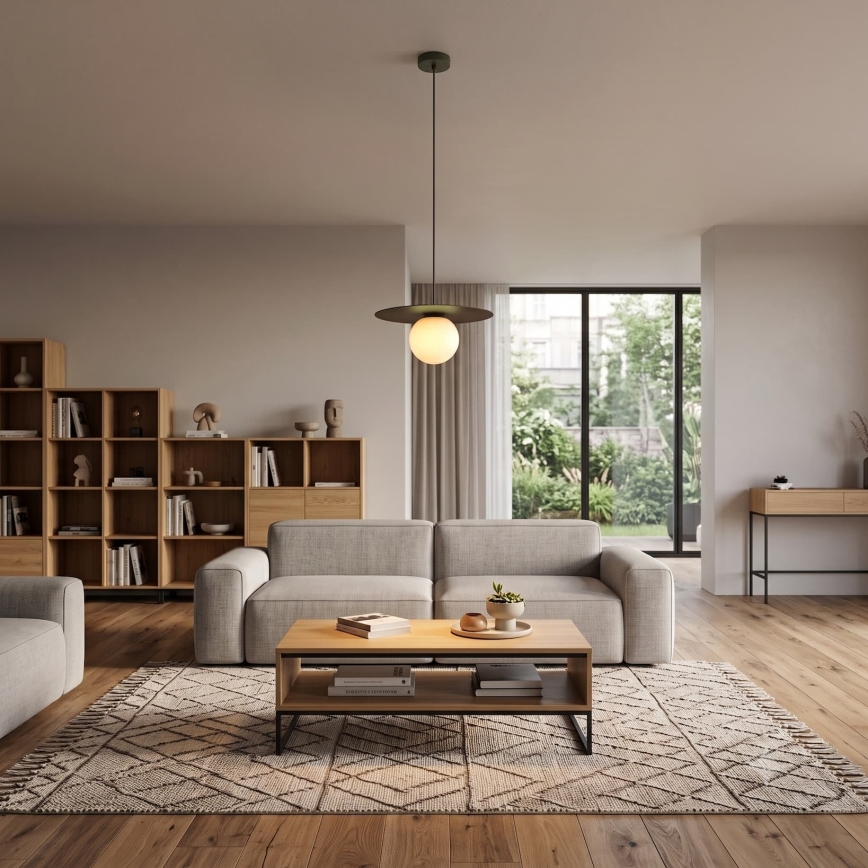Viseča svetilka FLAT na kablu 1xE27/15W/230V rjava