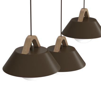 Viseča svetilka FUNDA 3xE27/15W/230V rjava