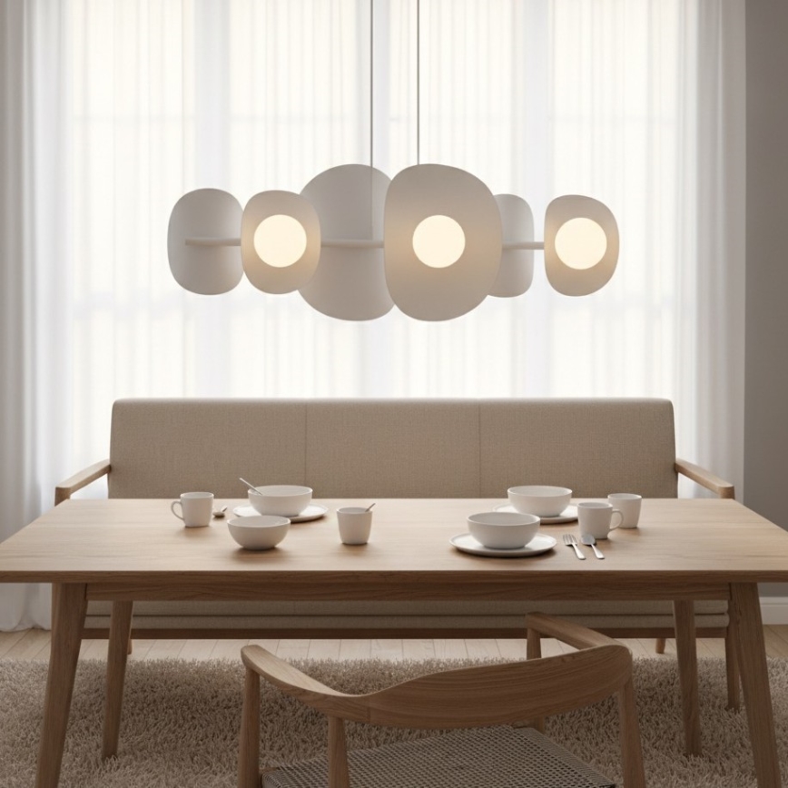 Viseča svetilka na jekleni vrvici ELEMENTI 6xG9/8W/230V bela