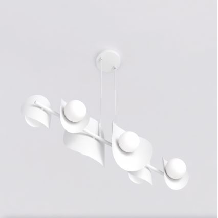 Viseča svetilka na jekleni vrvici ELEMENTI 6xG9/8W/230V bela