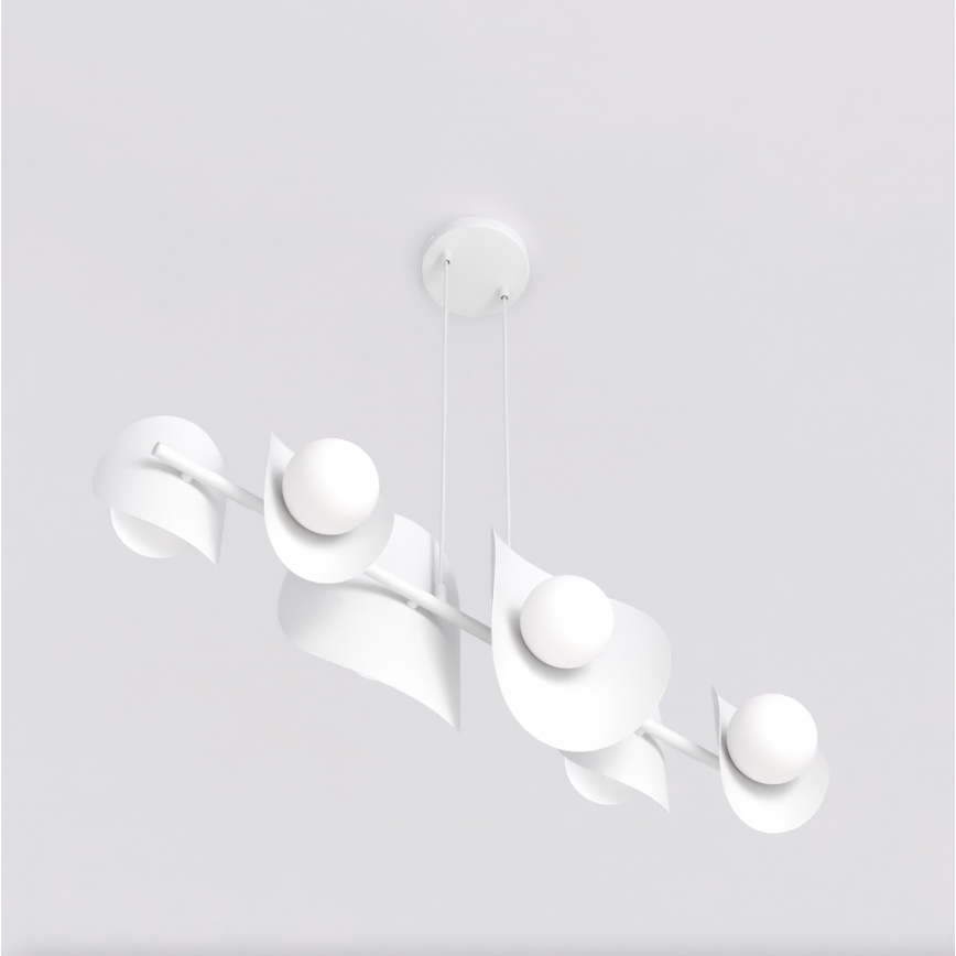 Viseča svetilka na jekleni vrvici ELEMENTI 6xG9/8W/230V bela