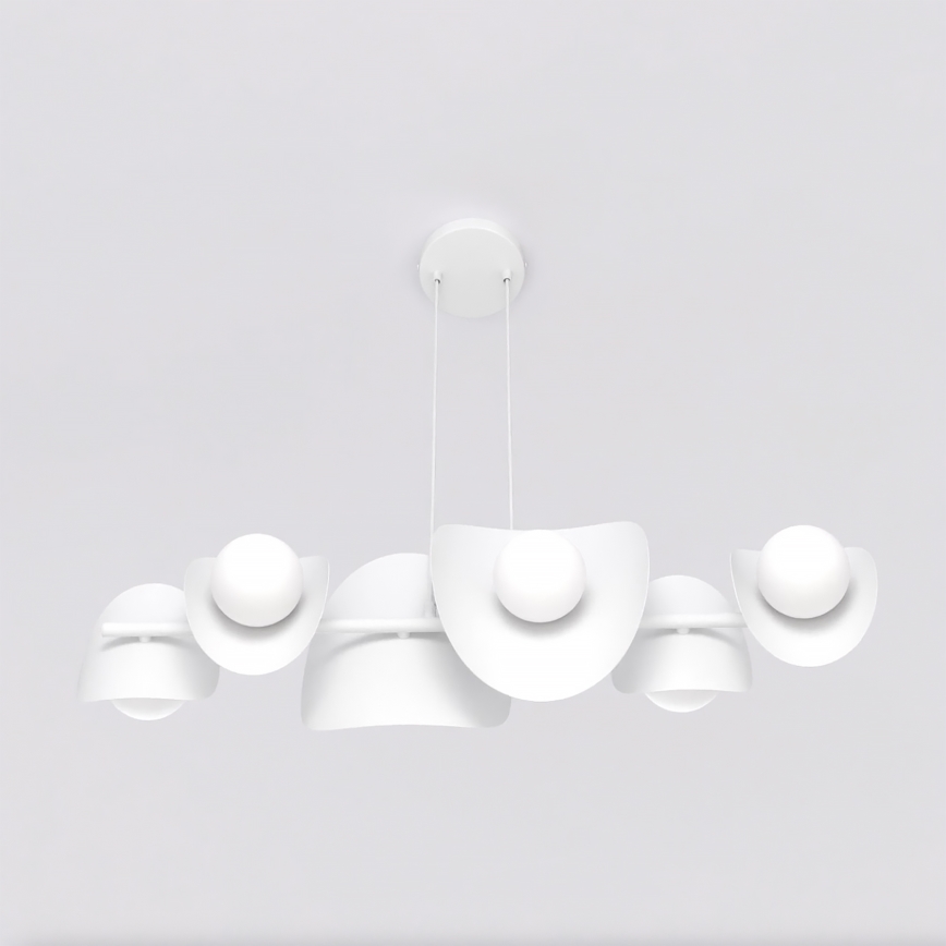 Viseča svetilka na jekleni vrvici ELEMENTI 6xG9/8W/230V bela