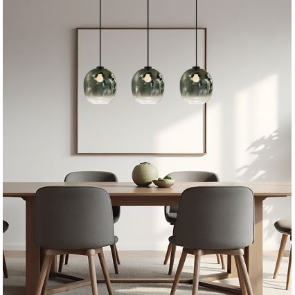 Viseča svetilka na kabelu MIRROR 3xE27/14W/230V dimno črna