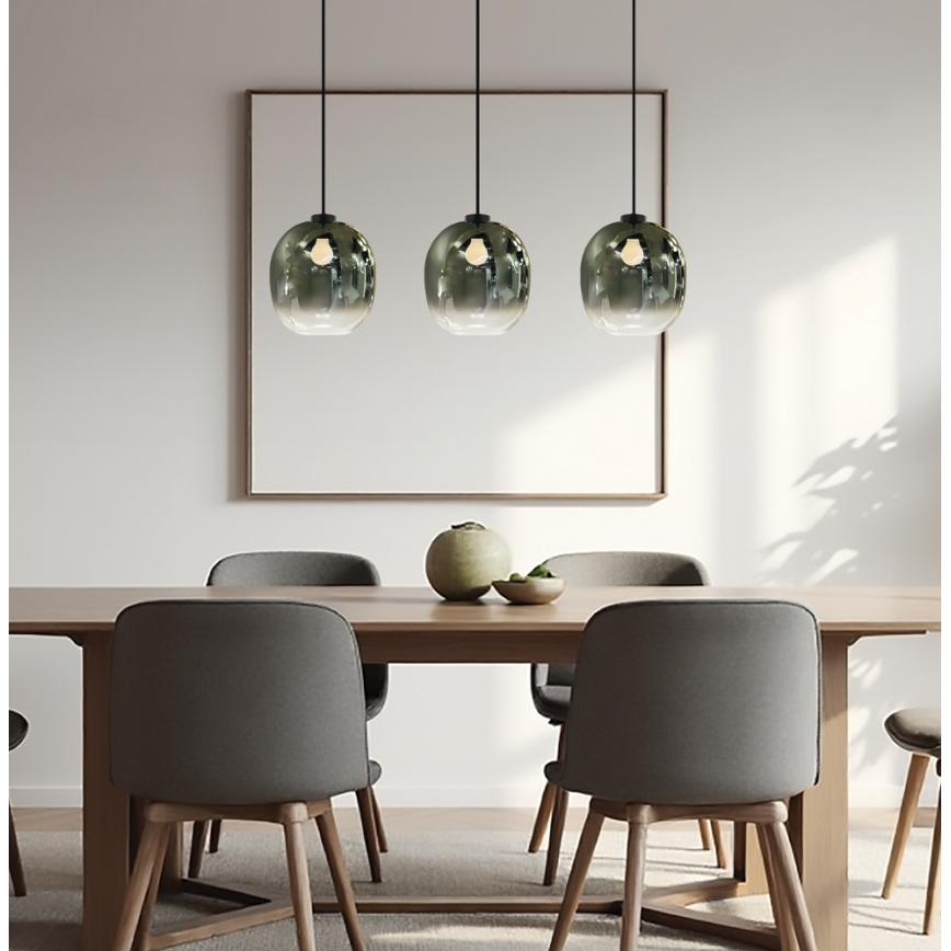 Viseča svetilka na kabelu MIRROR 3xE27/14W/230V dimno črna