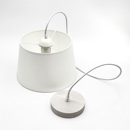 Viseča svetilka na kablu AIDA 1xE27/60W/230V, premer 25 cm, hrast/bela