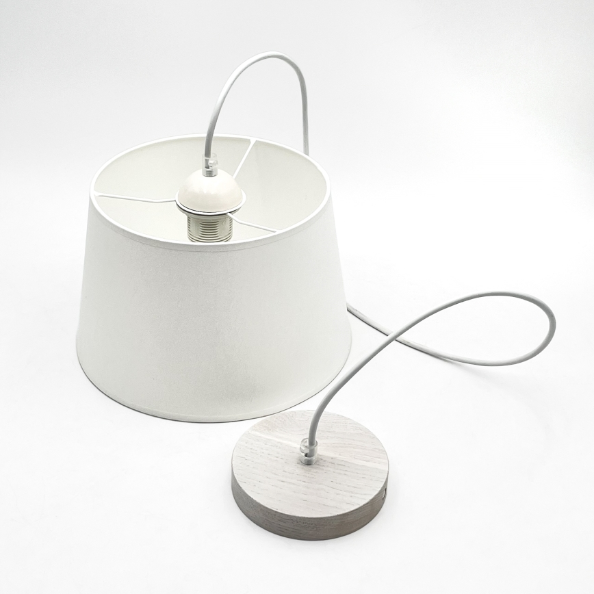 Viseča svetilka na kablu AIDA 1xE27/60W/230V, premer 25 cm, hrast/bela
