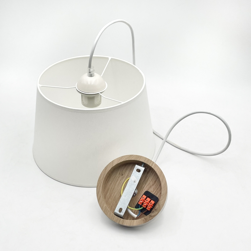 Viseča svetilka na kablu AIDA 1xE27/60W/230V, premer 25 cm, hrast/bela