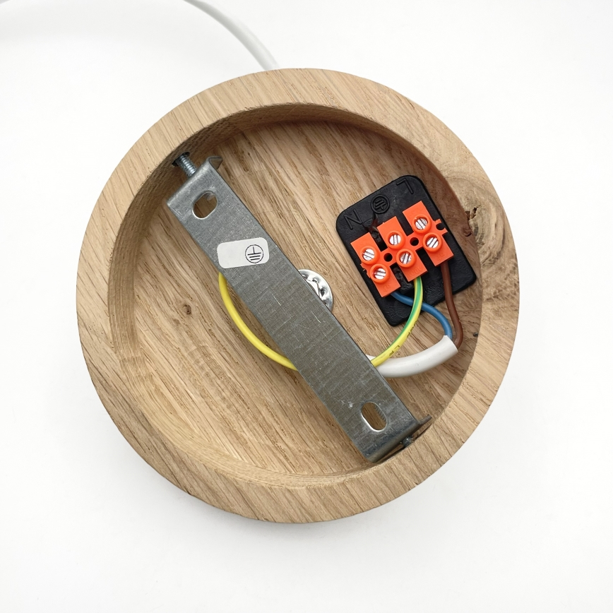 Viseča svetilka na kablu AIDA 1xE27/60W/230V, premer 25 cm, hrast/bela