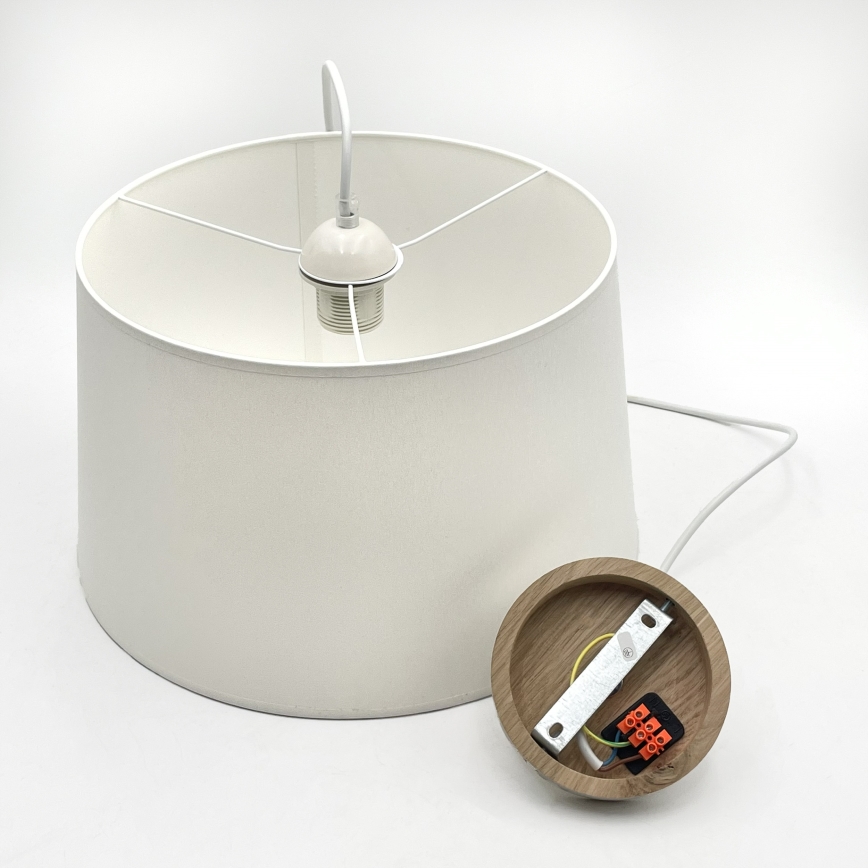 Viseča svetilka na kablu AIDA 1xE27/60W/230V Ø 35 cm hrast/bela