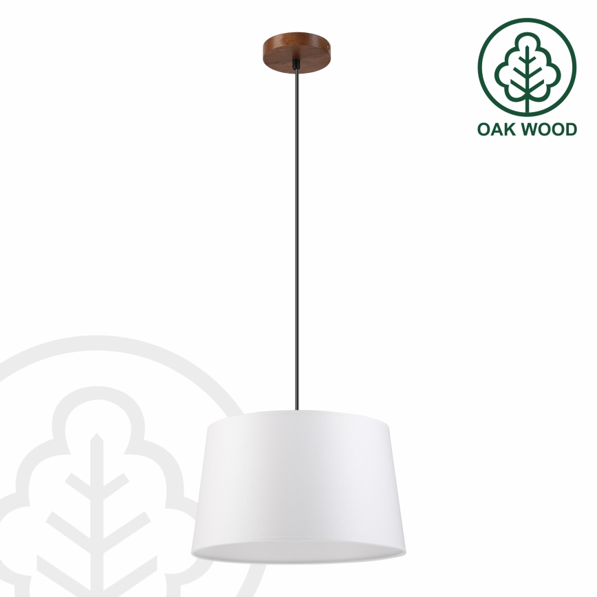 Viseča svetilka na kablu AIDA 1xE27/60W/230V Ø 35 cm hrast/oreh/bela
