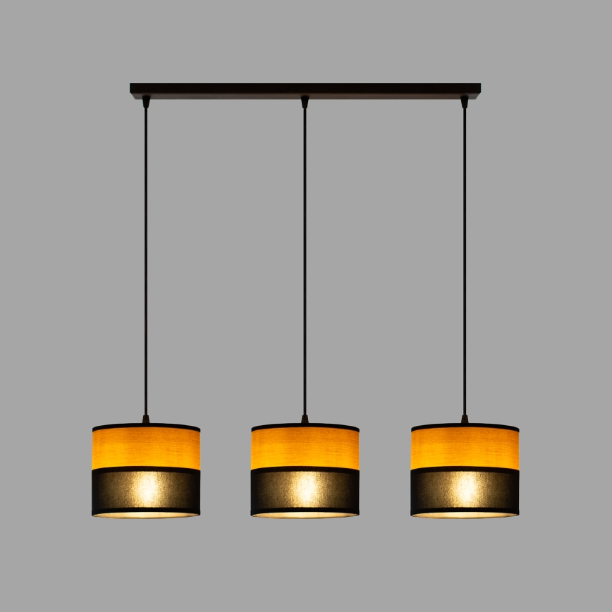 Viseča svetilka na kablu ALBA 3xE27/15W/230V črna/rjava