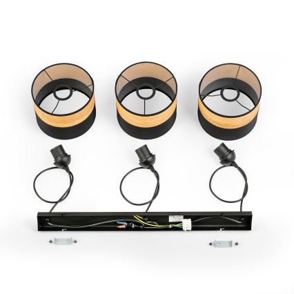 Viseča svetilka na kablu ALBA 3xE27/15W/230V črna/rjava