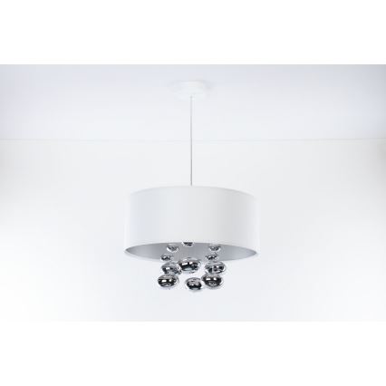 Viseča svetilka na kablu BUBBLE 1xE27/60W/230V Ø 40 cm, bela