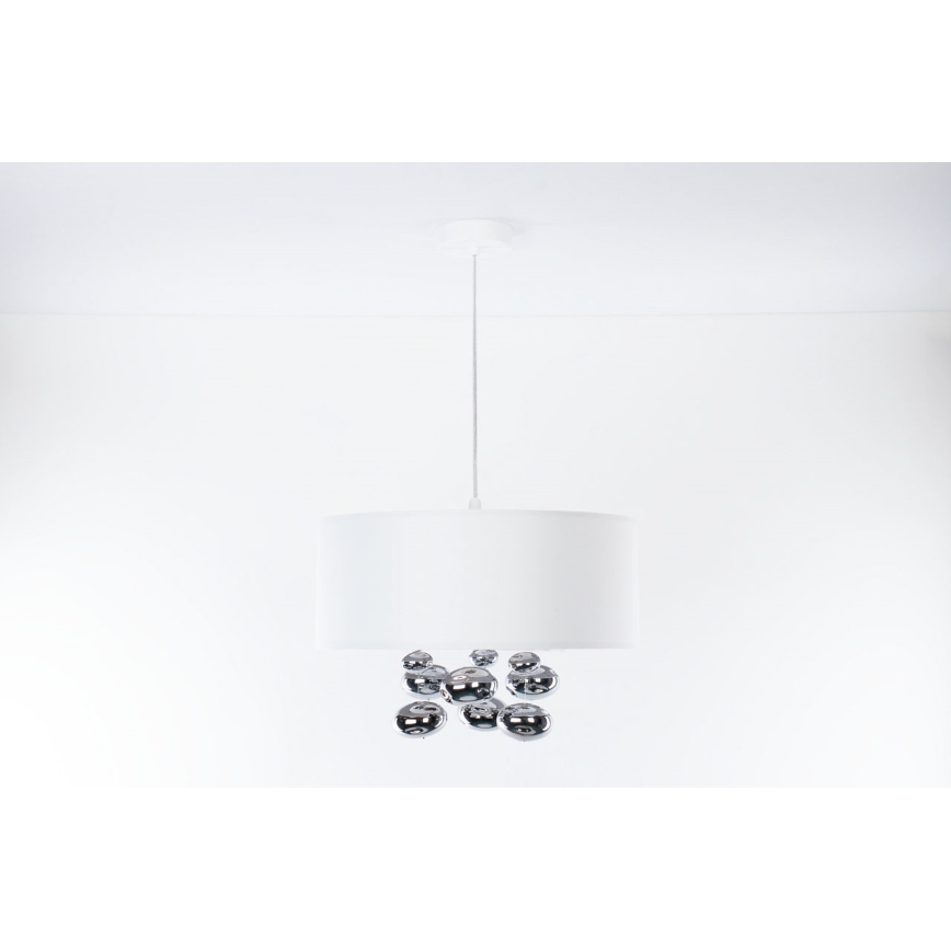 Viseča svetilka na kablu BUBBLE 1xE27/60W/230V Ø 40 cm, bela
