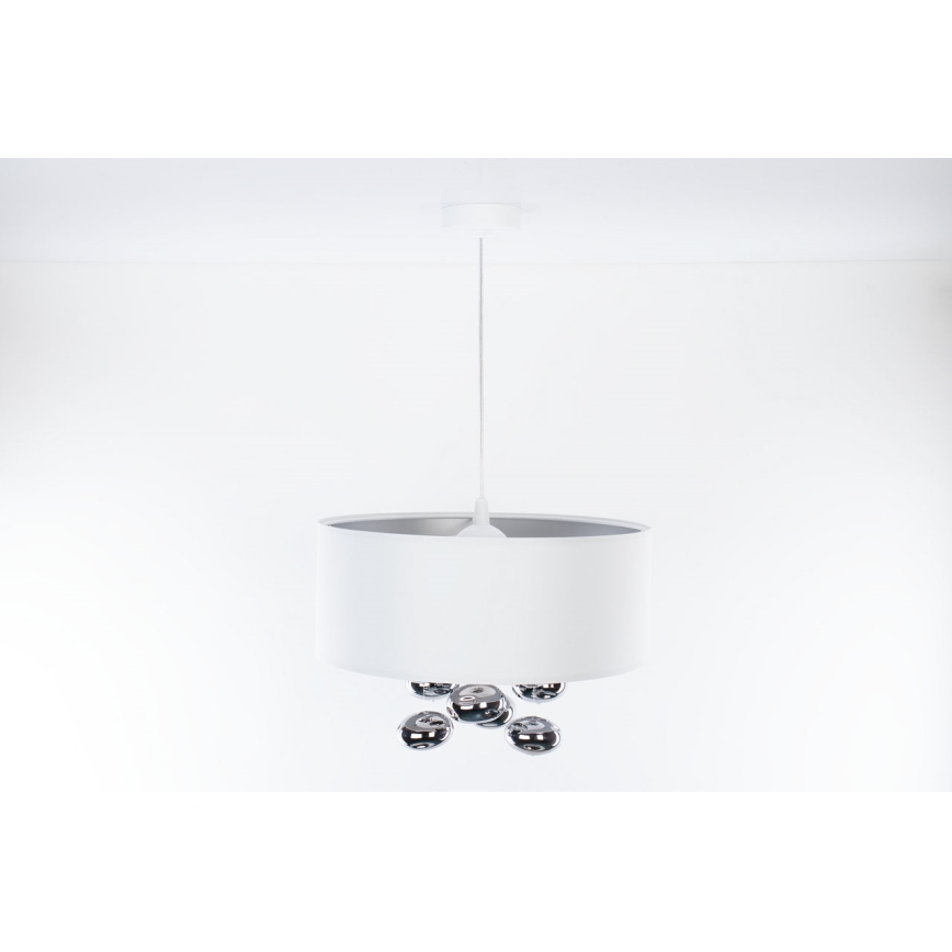 Viseča svetilka na kablu BUBBLE 1xE27/60W/230V Ø 40 cm, bela