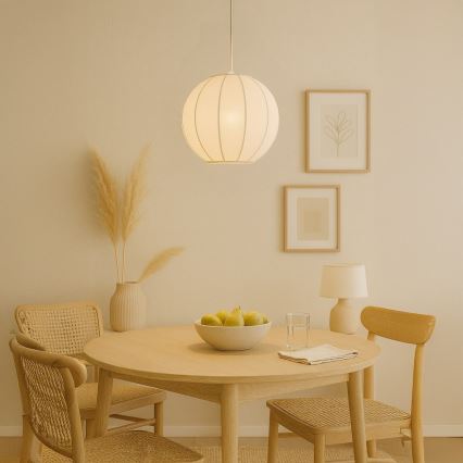 Viseča svetilka na kablu DANA 1xE27/15W/230V premer 25 cm bela