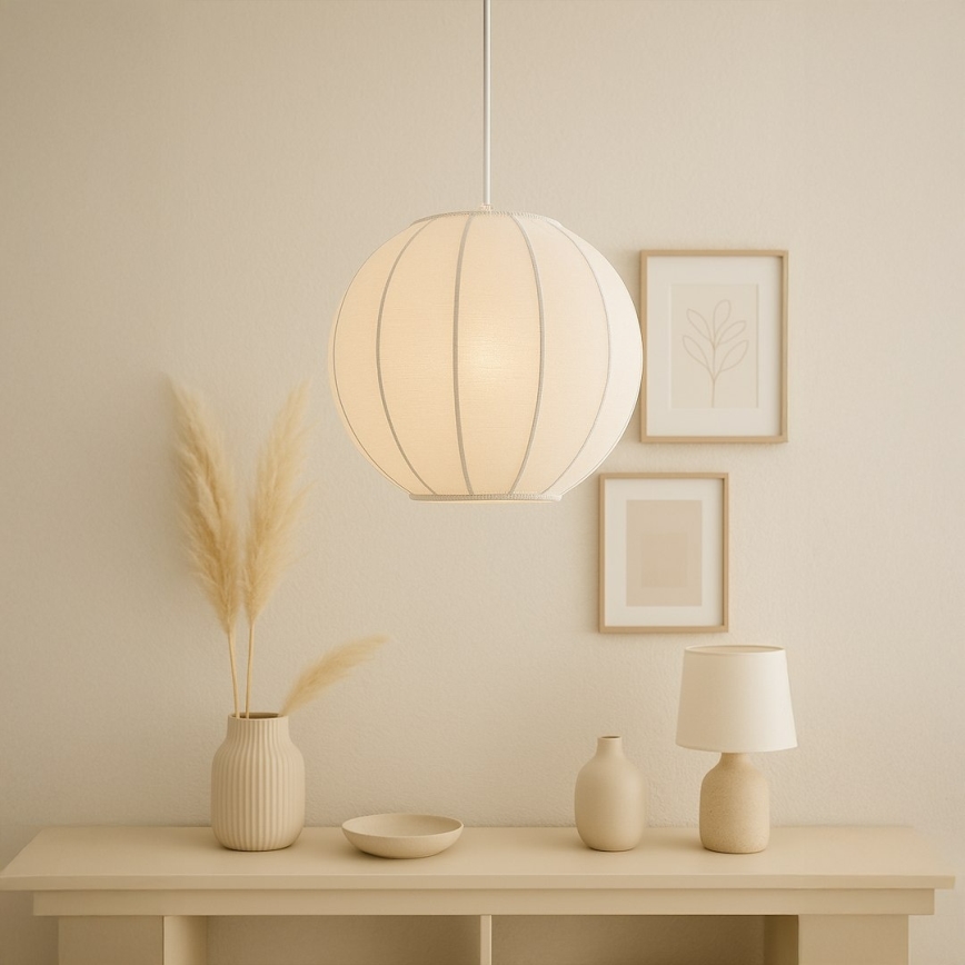 Viseča svetilka na kablu DANA 1xE27/15W/230V premer 25 cm bela