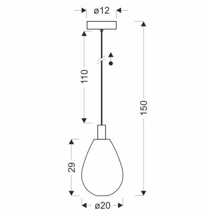 Viseča svetilka na kablu DENSO 1xG9/5W/230V Ø 20 cm črni krom