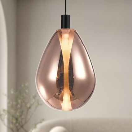 Viseča svetilka na kablu DENSO 1xGU10/10W/230V, premer 30 cm, bakrena/črna