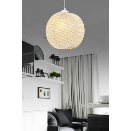 Viseča svetilka na kablu DRUM 1xE27/60W/230V, kremna