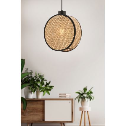Viseča svetilka na kablu DRUM 1xE27/60W/230V rjava/črna