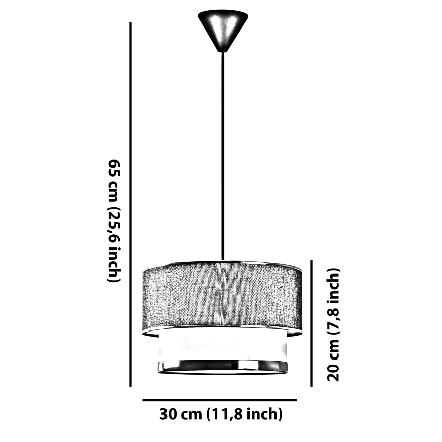 Viseča svetilka na kablu ECHO 1xE27/60W/230V črna/siva