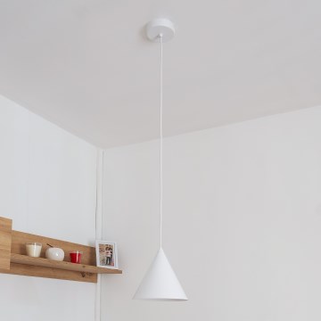 Viseča svetilka na kablu ETNA 1xE27/15W/230V premer 18,5 cm bela