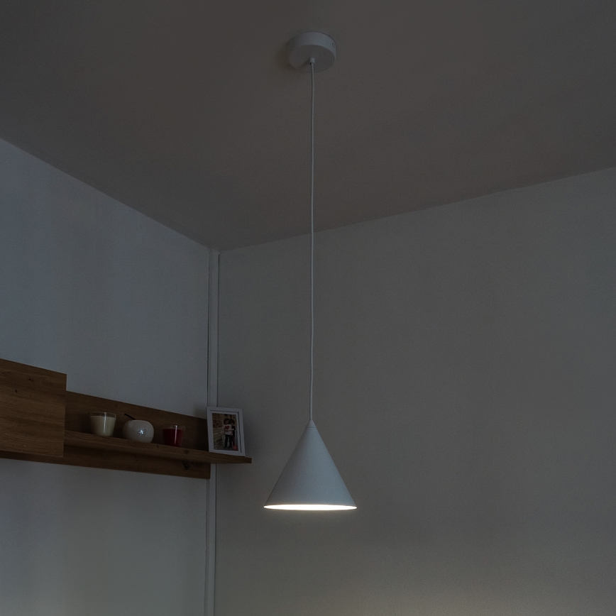 Viseča svetilka na kablu ETNA 1xE27/15W/230V premer 18,5 cm bela