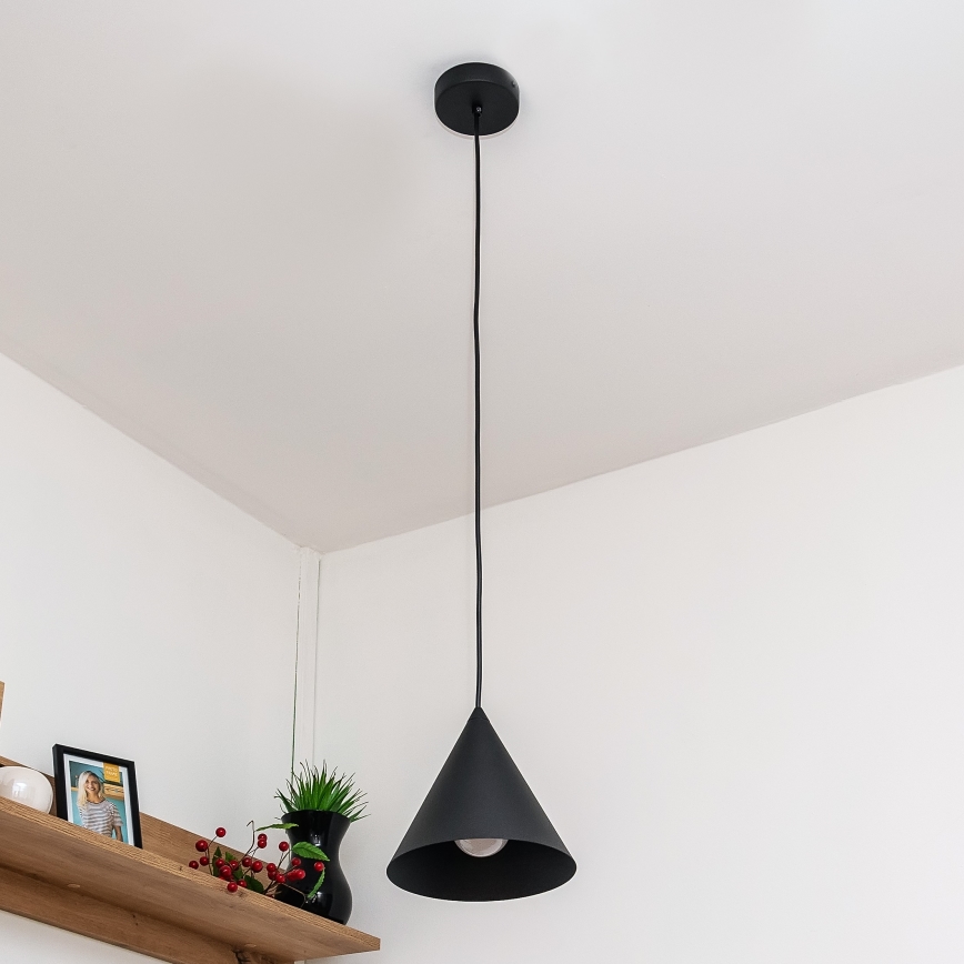 Viseča svetilka na kablu ETNA II 1xE27/15W/230V, premer 18,5 cm, črna