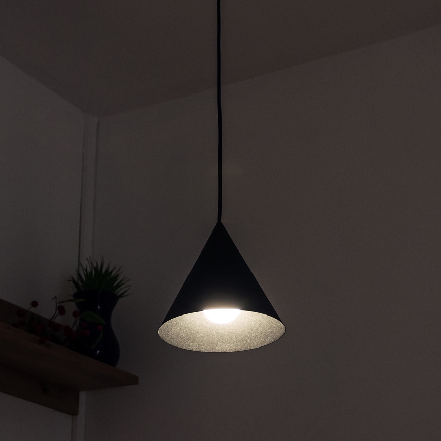 Viseča svetilka na kablu ETNA II 1xE27/15W/230V, premer 18,5 cm, črna