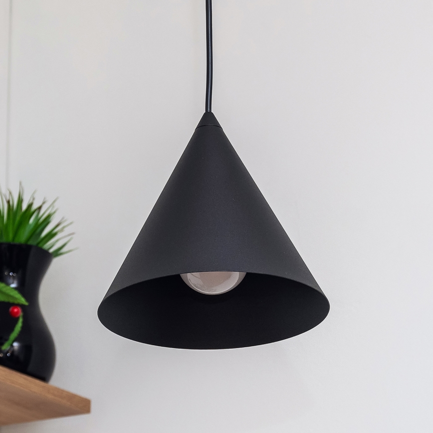 Viseča svetilka na kablu ETNA II 1xE27/15W/230V, premer 18,5 cm, črna