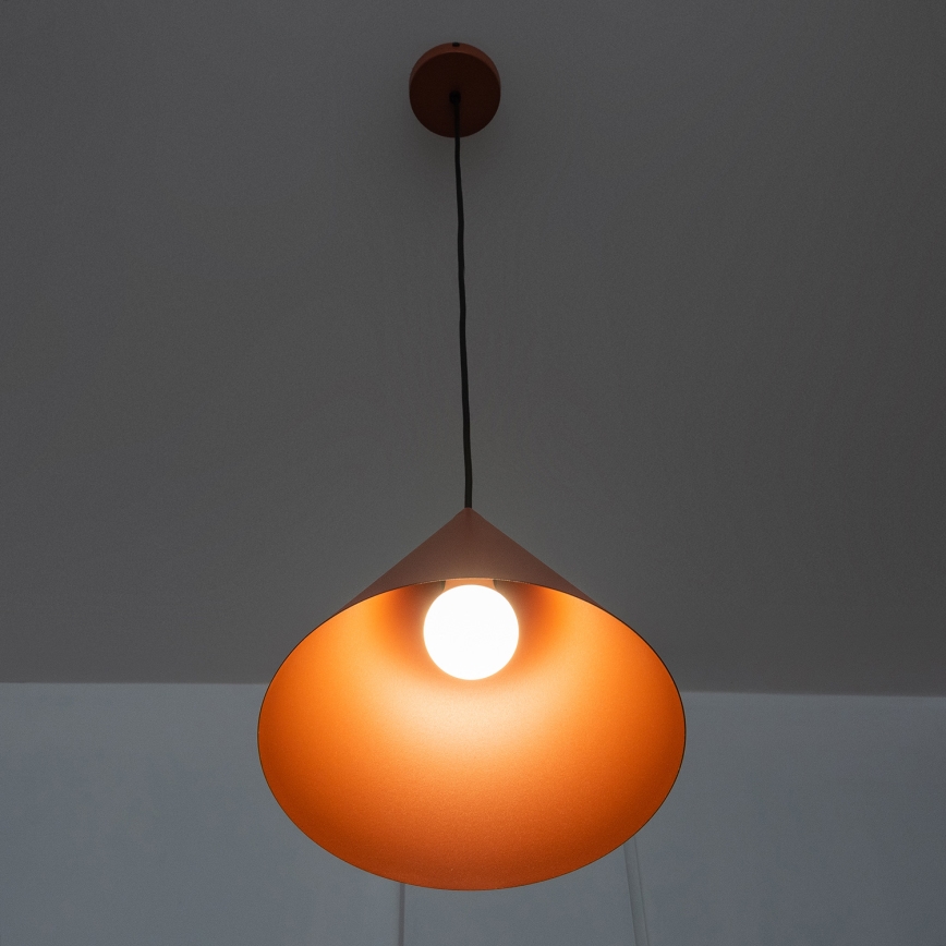 Viseča svetilka na kablu ETNA II 1xE27/15W/230V, premer 25 cm, oranžna