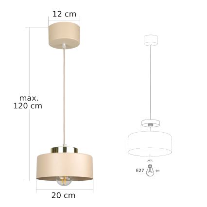 Viseča svetilka na kablu IGNIA 1xE27/60W/230V taupe