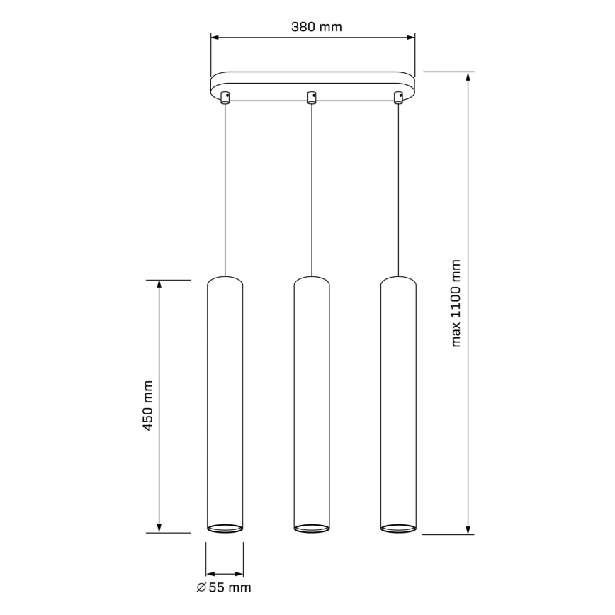 Lestenec na jeklenem kablu LUNGOMARE 3xGU10/10W/230V matni krom