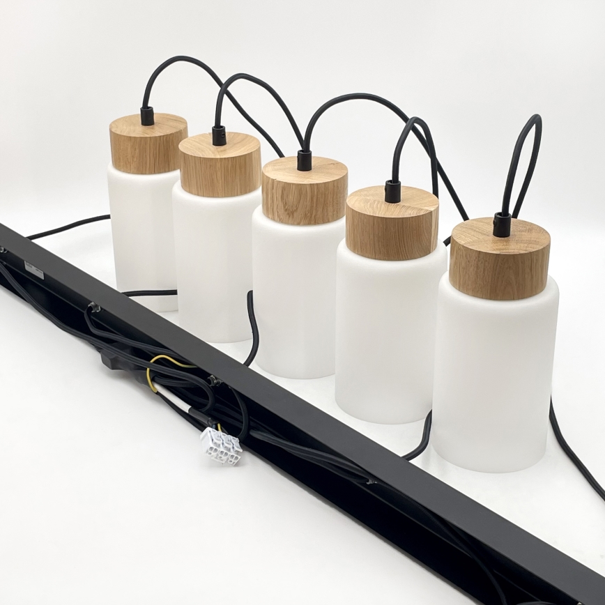 Viseča svetilka na kablu MARKUS 1xE27/15W/230V črna/hrast