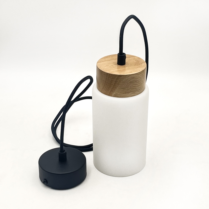 Viseča svetilka na kablu MARKUS 1xE27/15W/230V črna/hrast