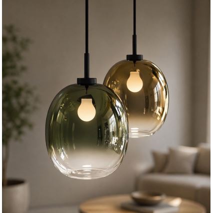 Viseča svetilka na kablu MIRROR 1xE27/14W/230V dimno zelena