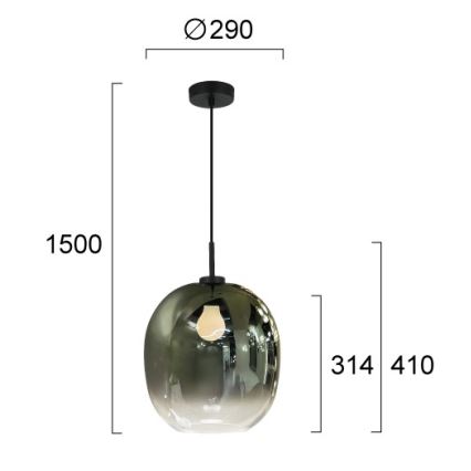 Viseča svetilka na kablu MIRROR 1xE27/14W/230V dimno zelena